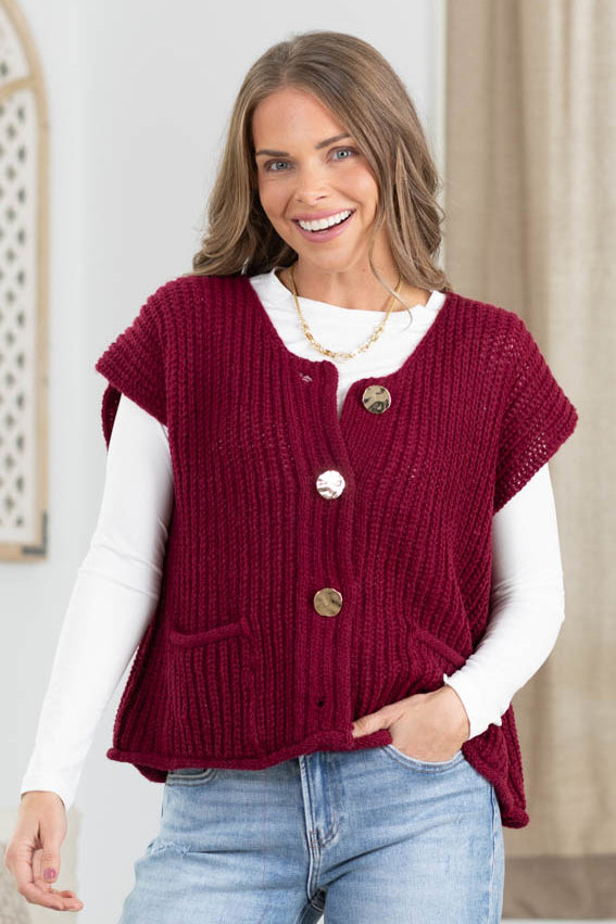 Gold Hammered Button Sweater Vest