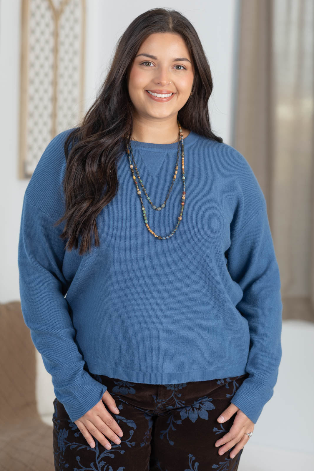 Staccato Mini Waffle Pullover Sweater Top