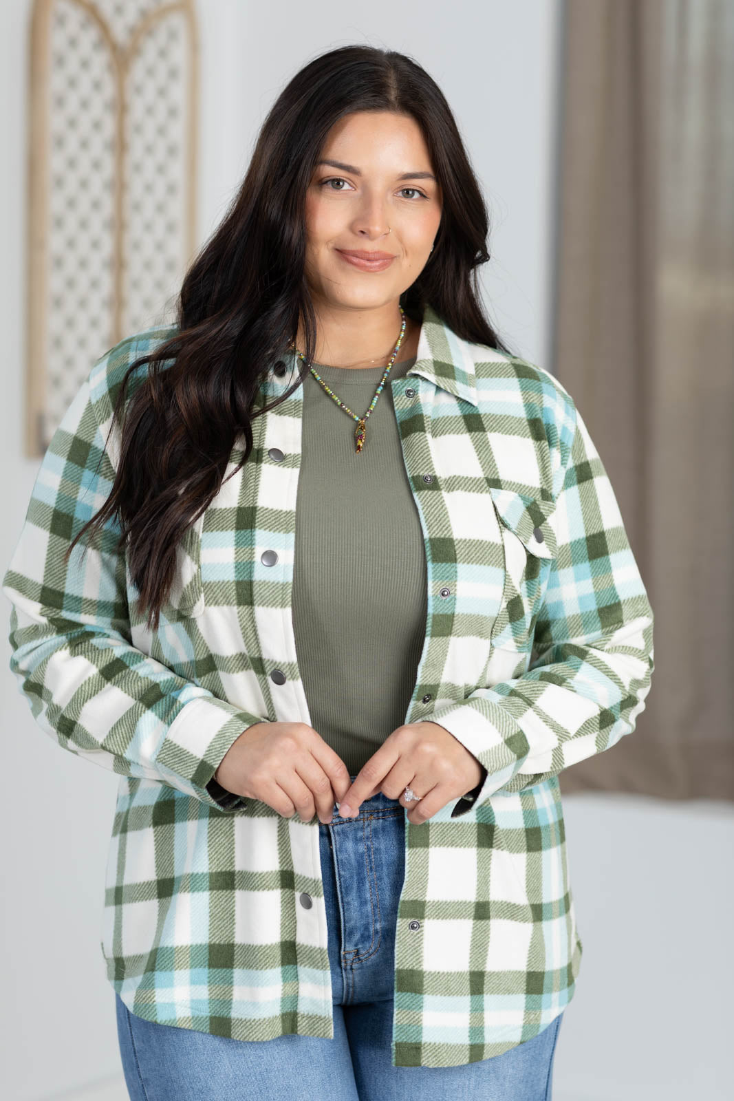 Polar Fleece Snap Button Knit Top