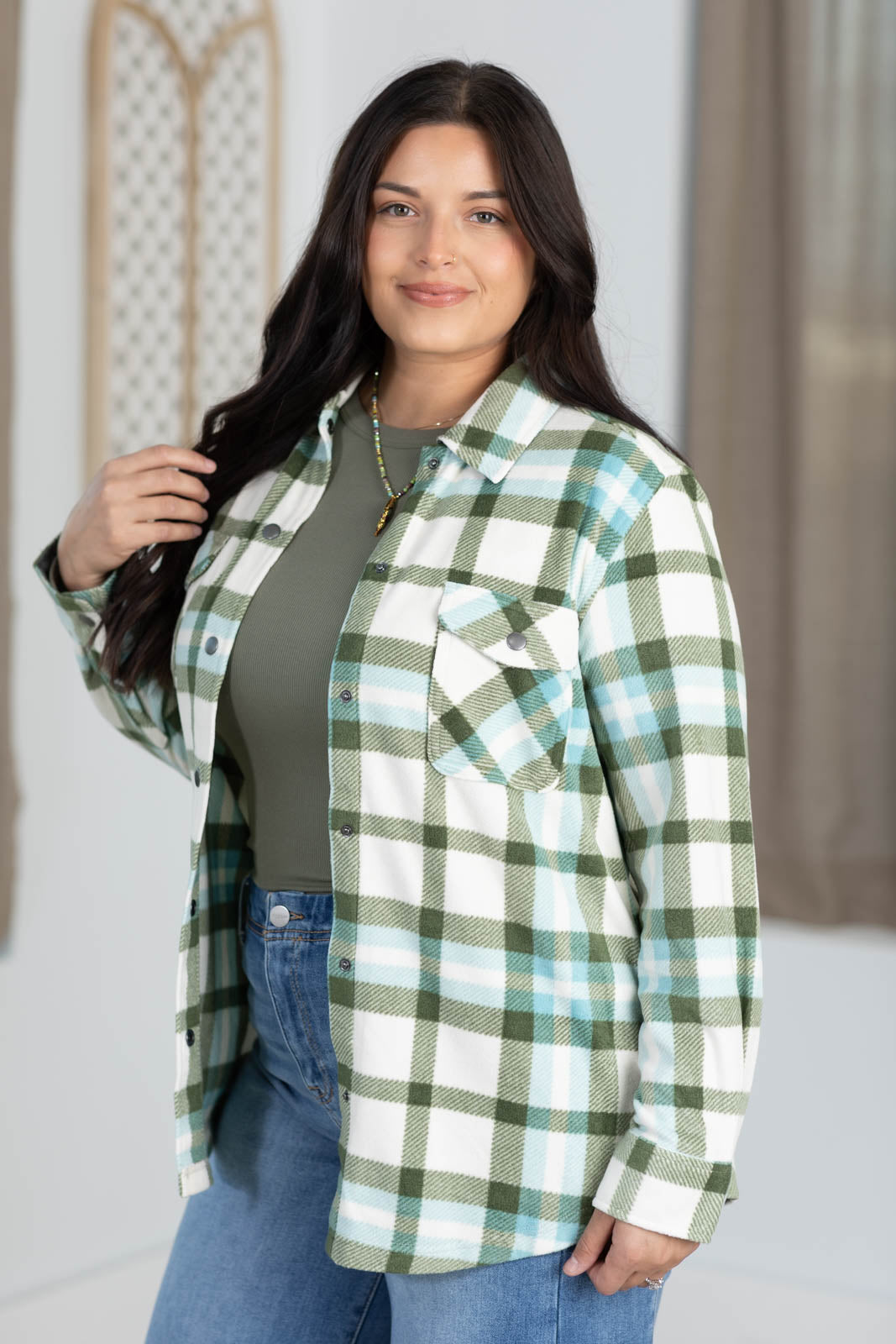 Polar Fleece Snap Button Knit Top