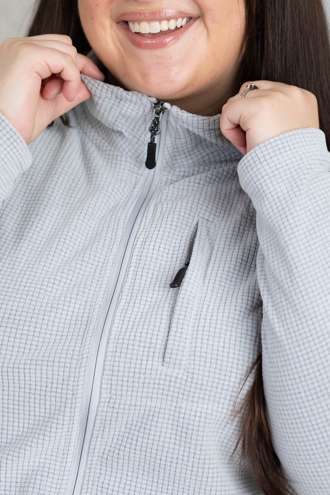 Fleece Grid Textured Full Zip Jacket