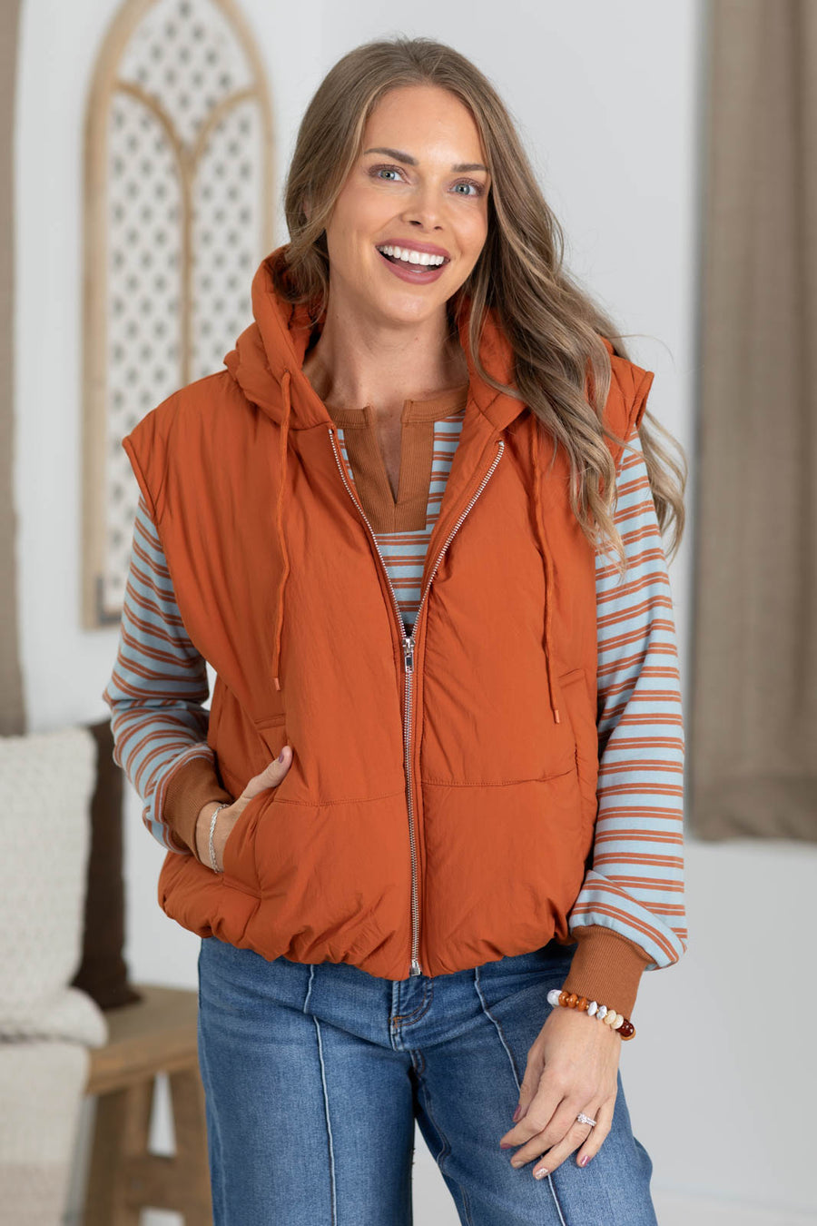 Staccato Hooded Bubble Puffer Vest
