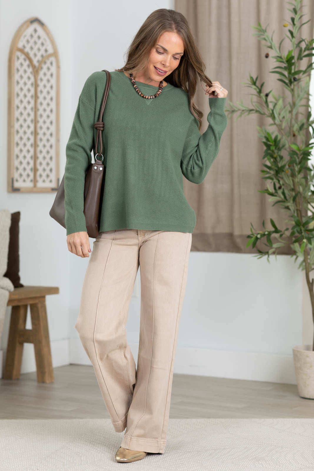 Staccato Mini Waffle Pullover Sweater Top