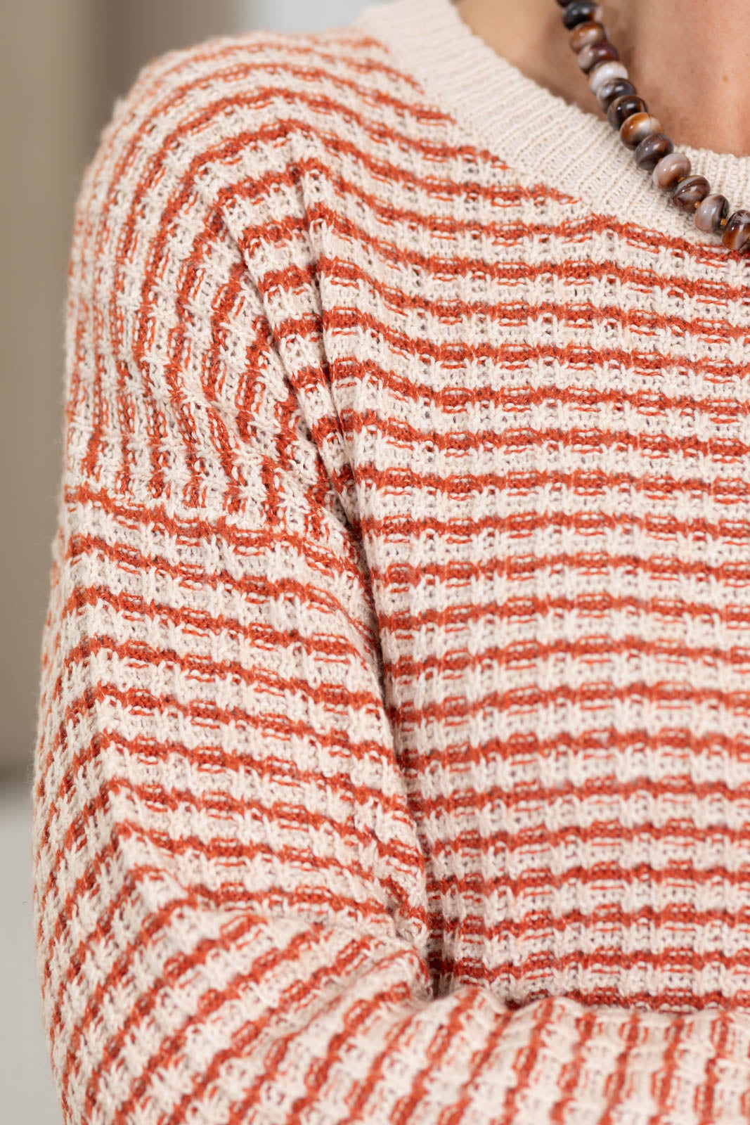Staccato Textured Stripe Trim Contrast Sweater