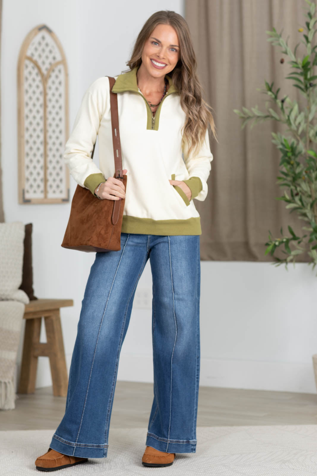 Staccato High Neck Brushed French Terry Quarter Zip