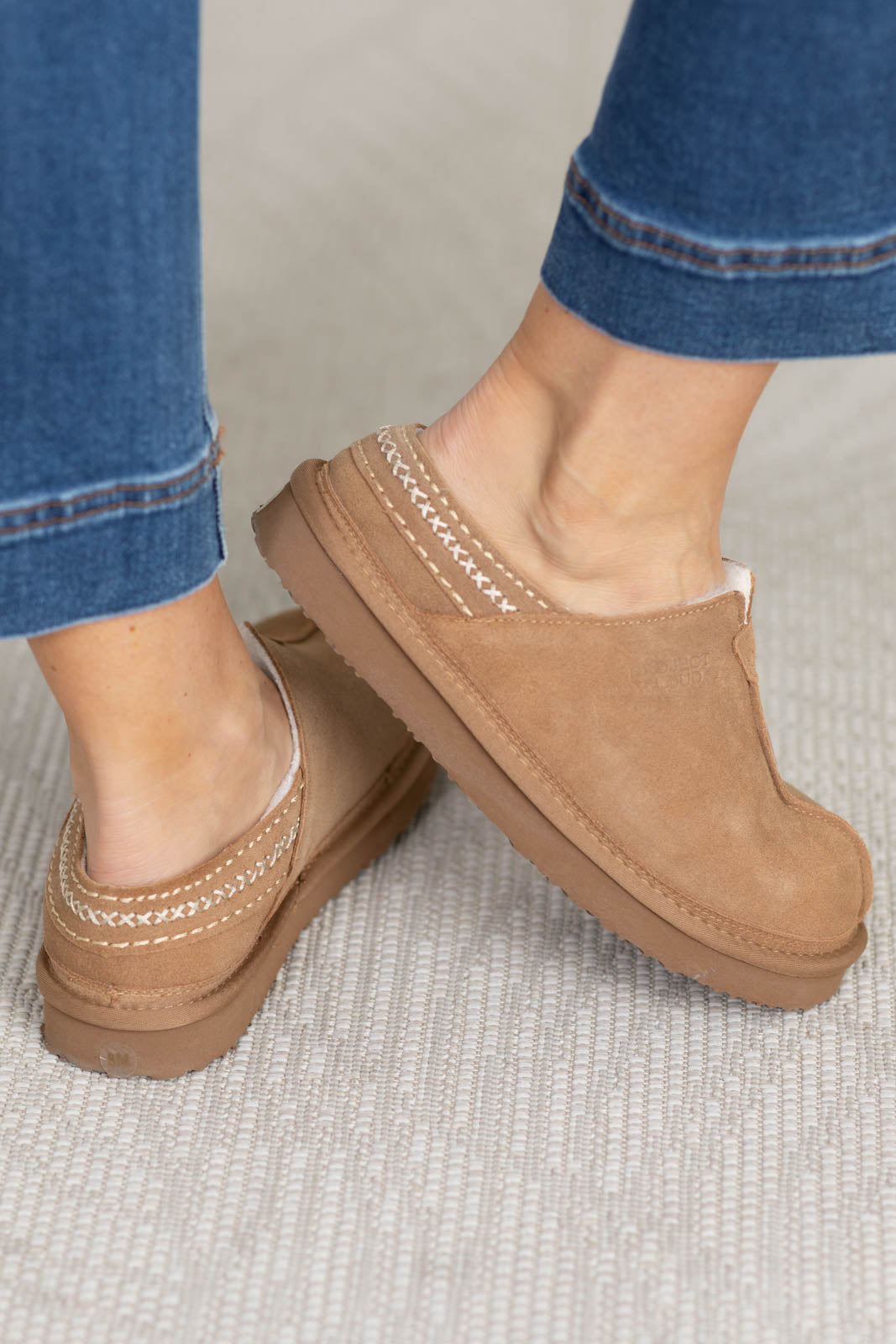 Project Cloud Genuine Leather Faux Fur Lined Slippers