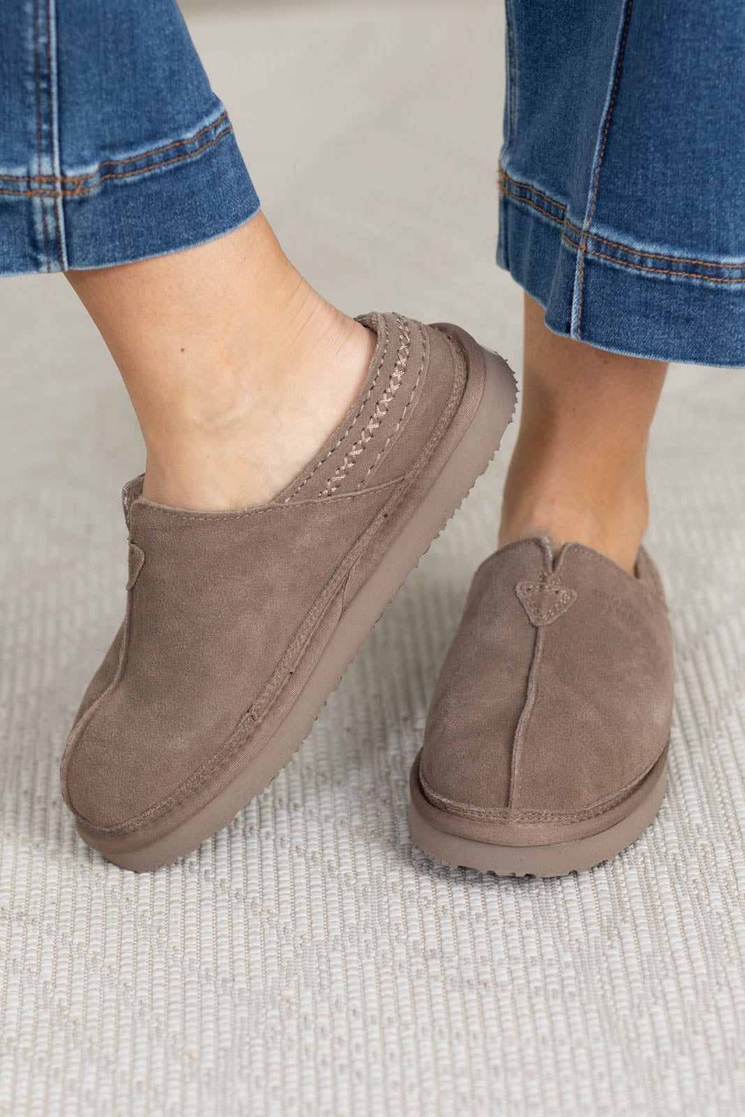 Project Cloud Genuine Leather Faux Fur Lined Slippers