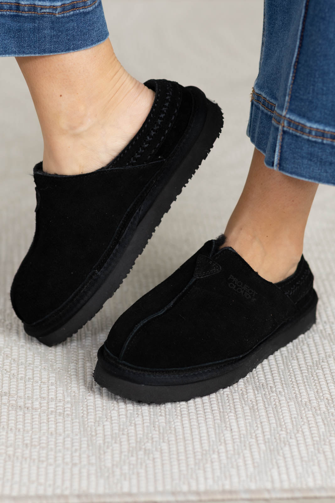 Project Cloud Genuine Leather Faux Fur Lined Slippers