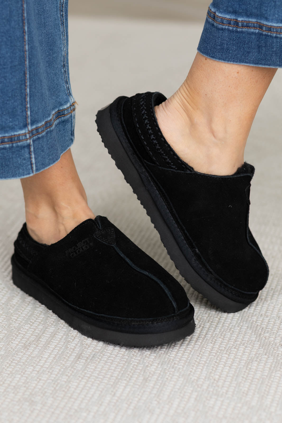 Project Cloud Genuine Leather Faux Fur Lined Slippers