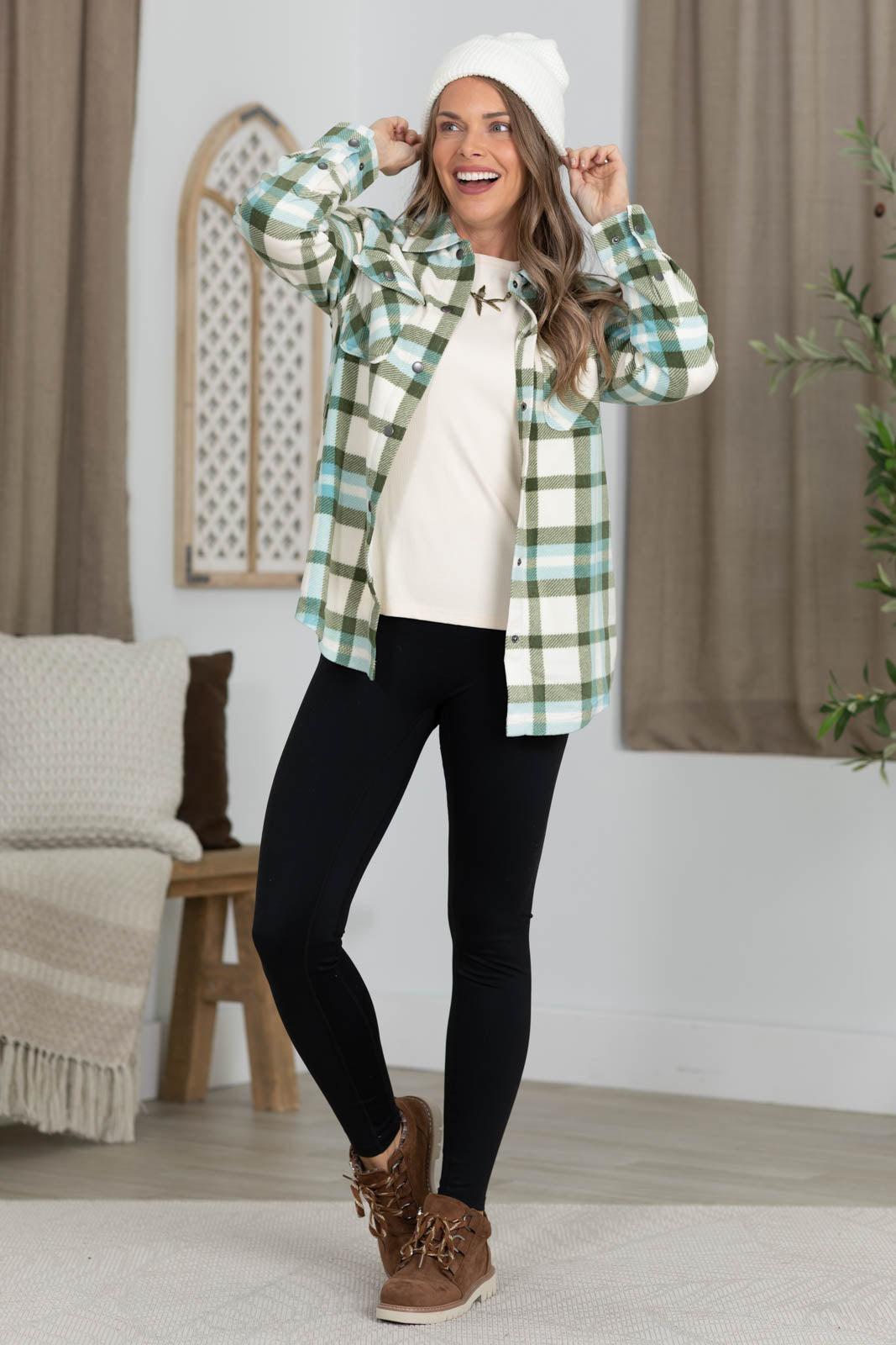 Polar Fleece Snap Button Knit Top