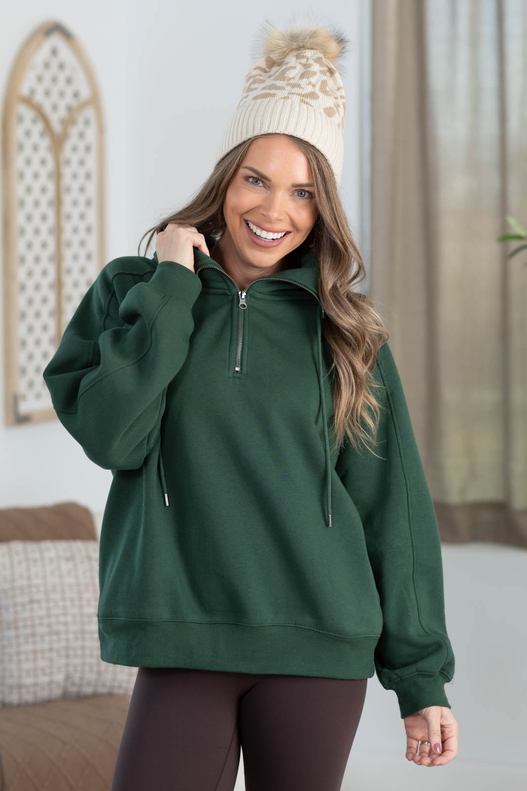 Fleece Half Zip Pullover Sweatshirt
