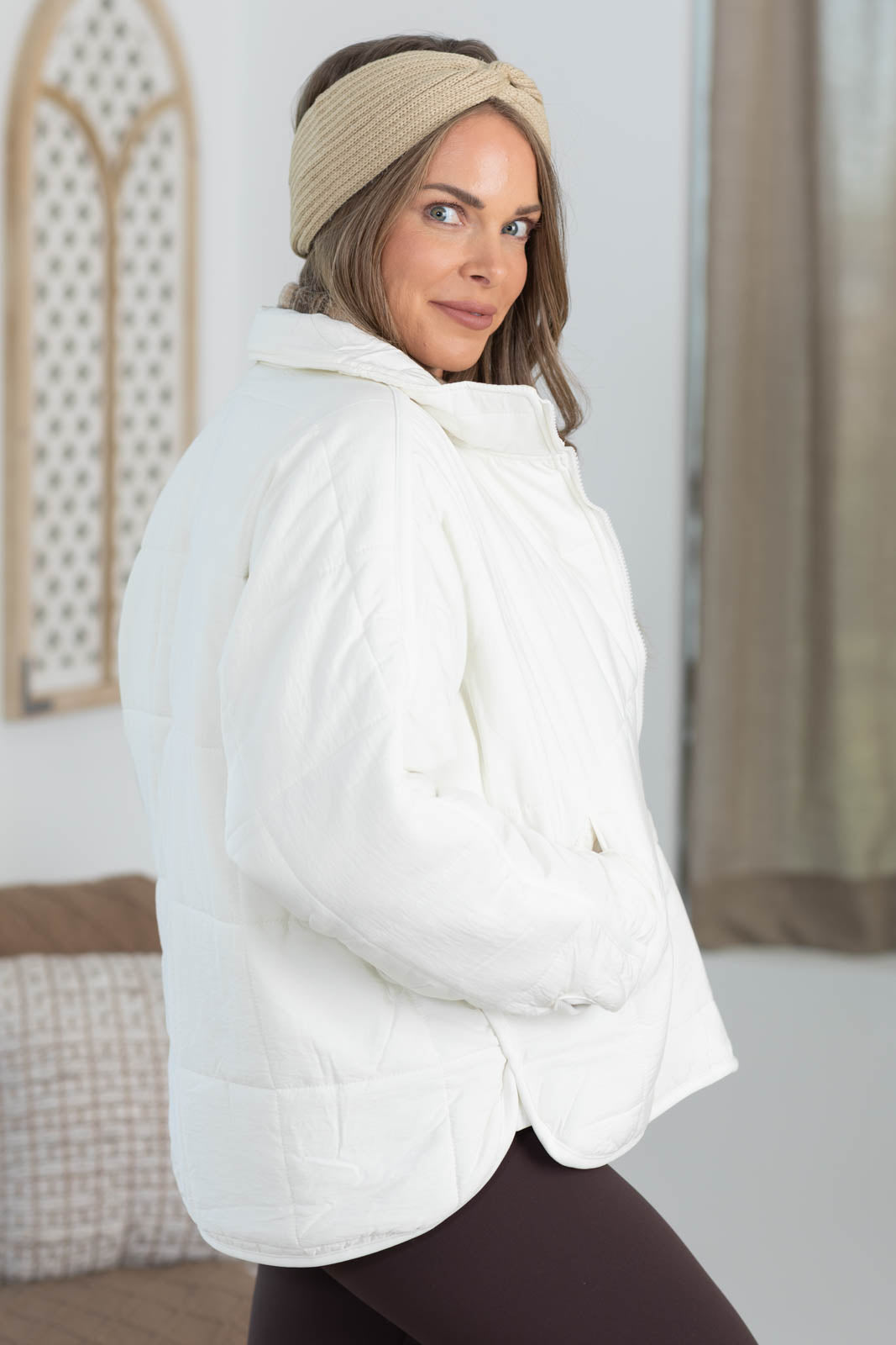 Quilted Light Puffer Zip Up Jacket