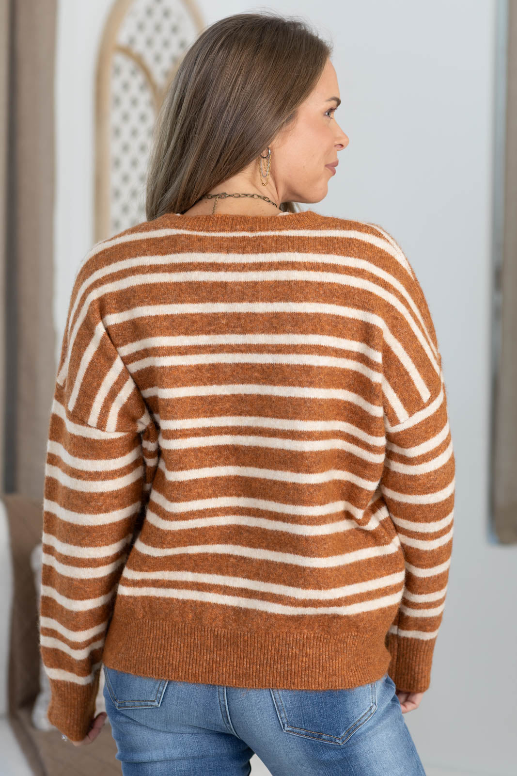 Staccato Striped Center Seam Pullover Sweater