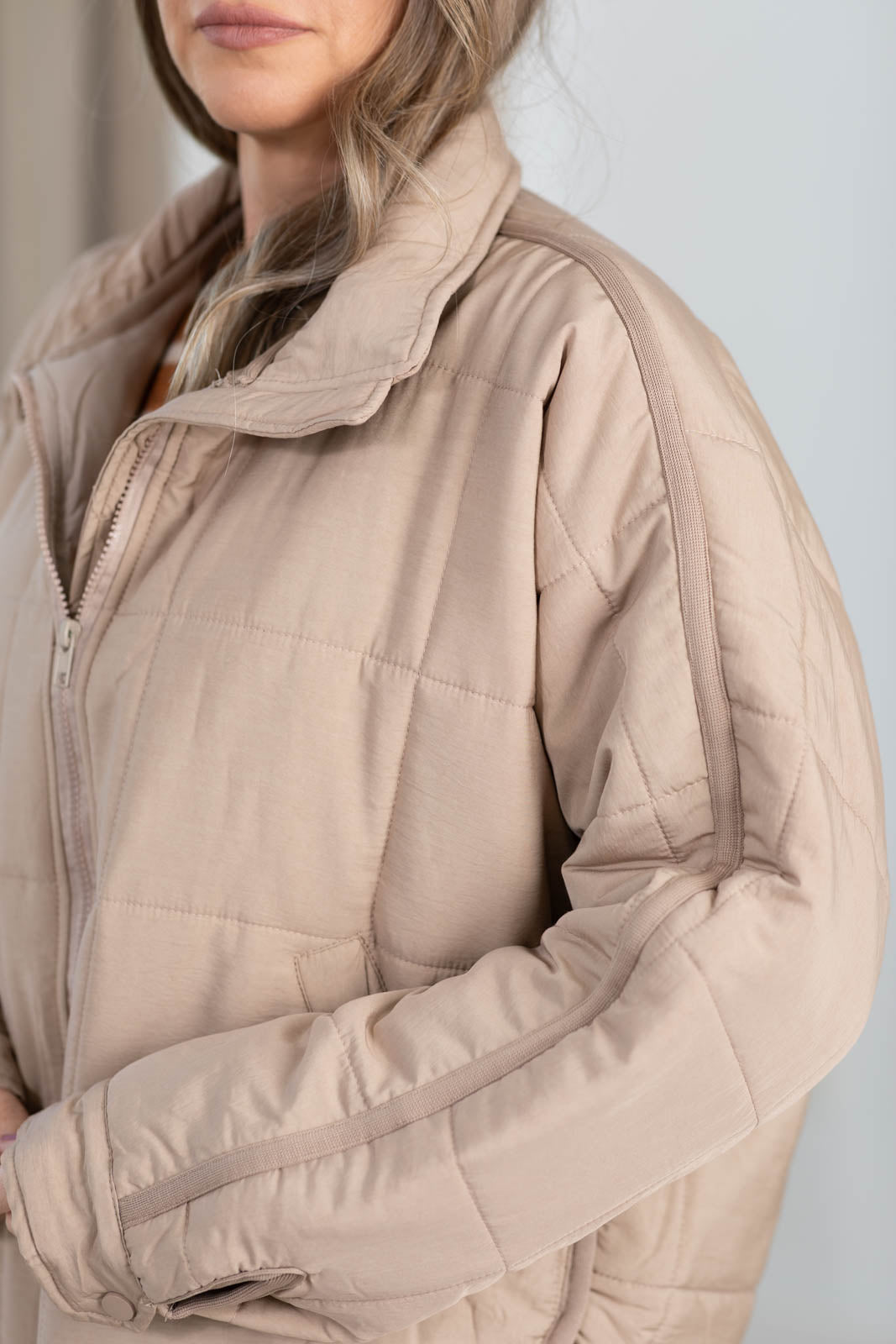 Quilted Light Puffer Zip Up Jacket