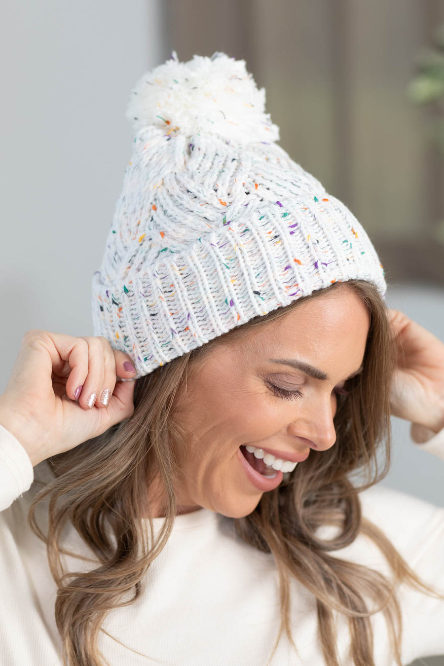 Speckled Beanie with Pom
