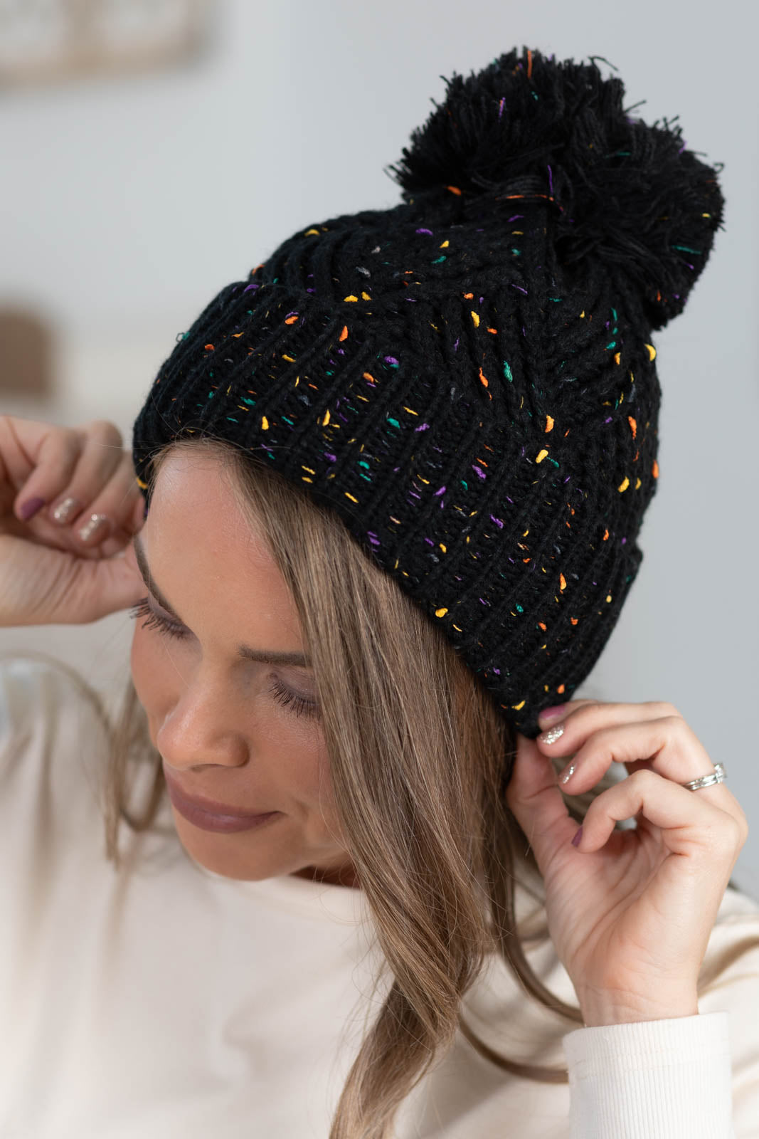 Speckled Beanie with Pom