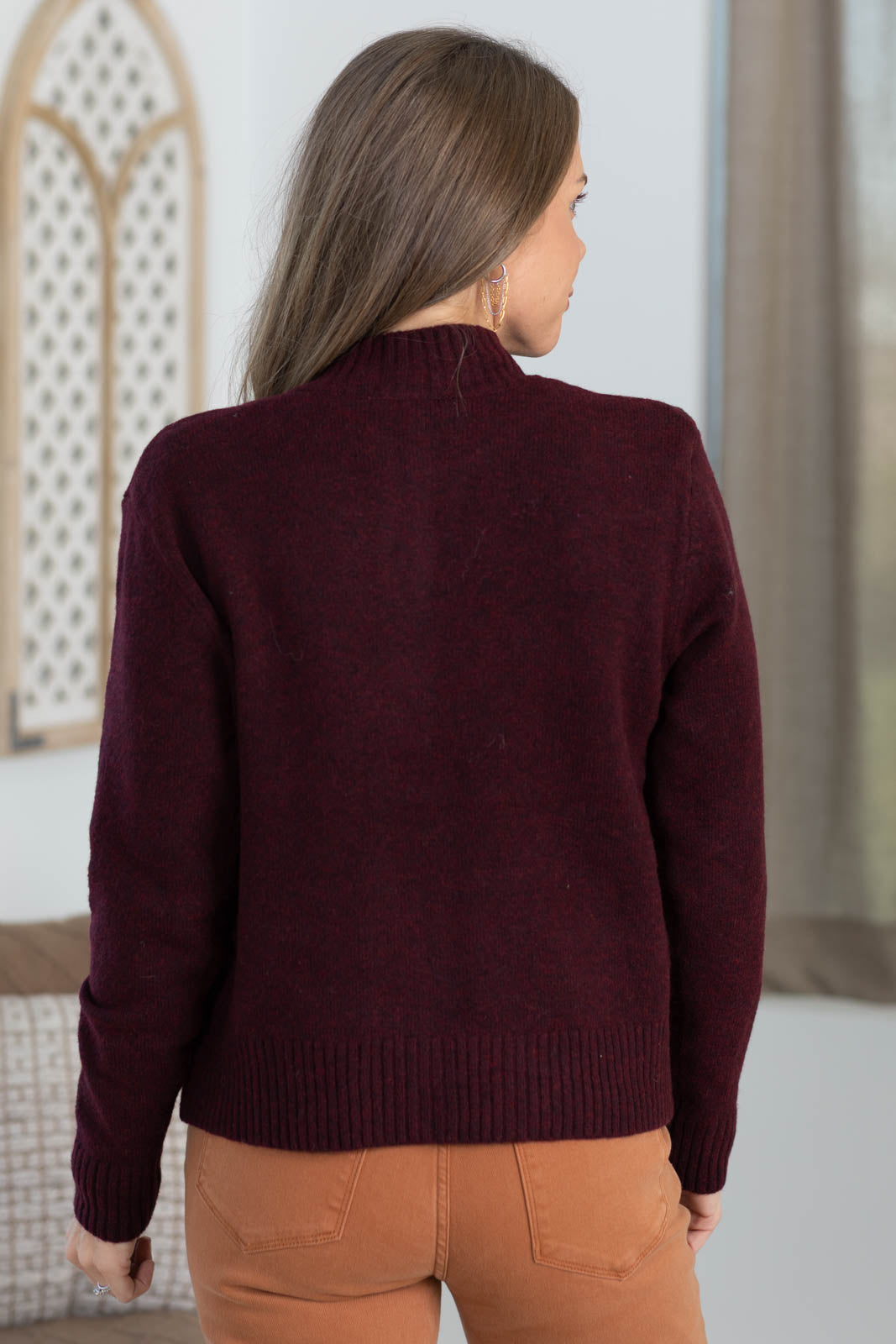 Staccato Mock Neck Suede Trim Sweater Jacket
