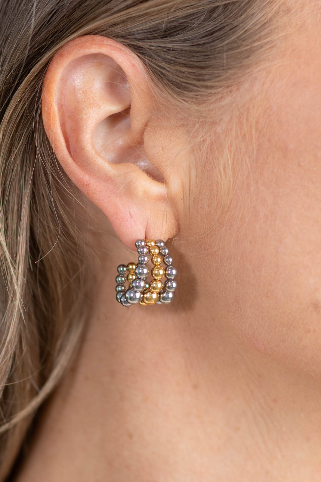 Two Tone Bubble Hoop Earrings