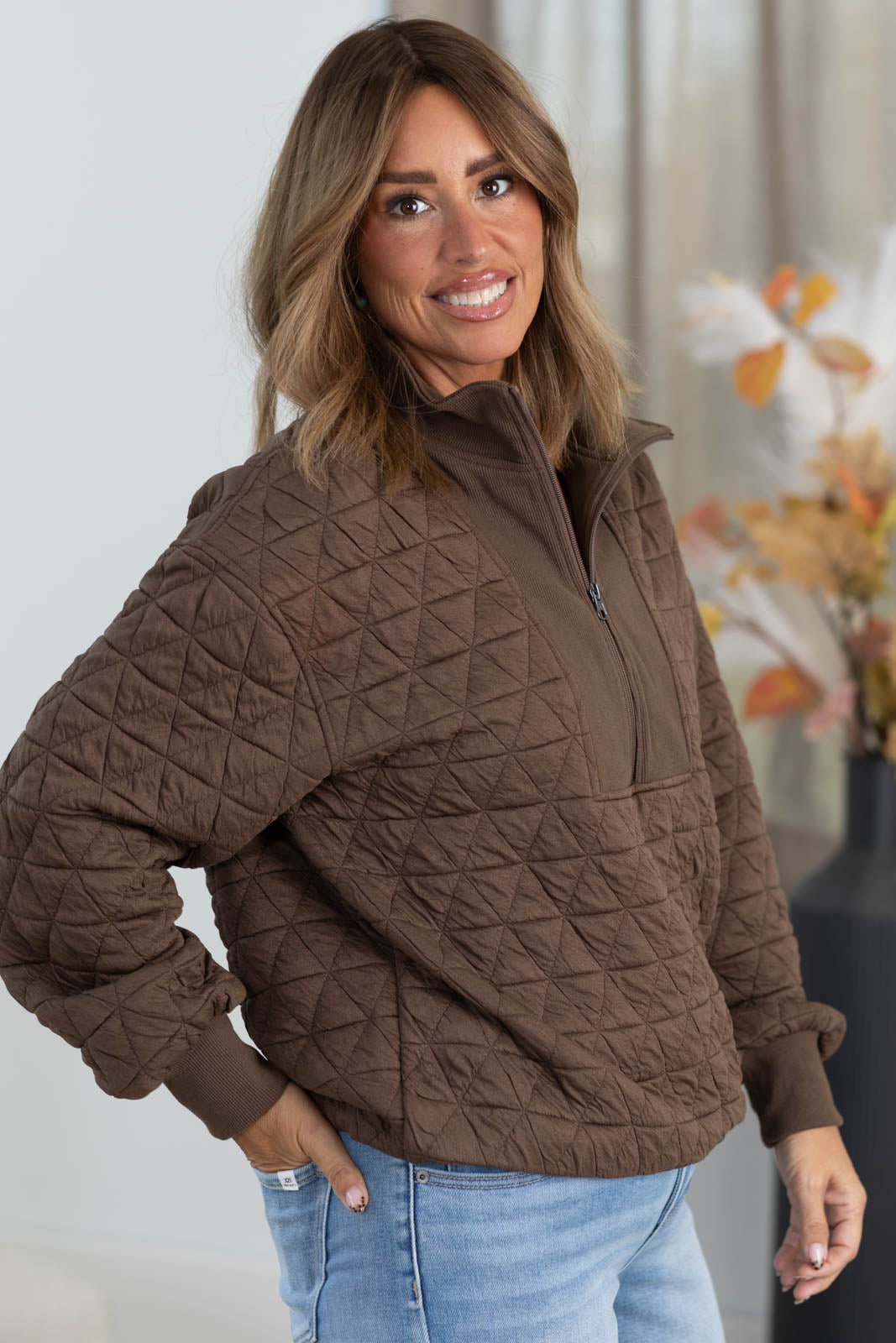 Zip It Up Quilted Pullover by Filly Flair