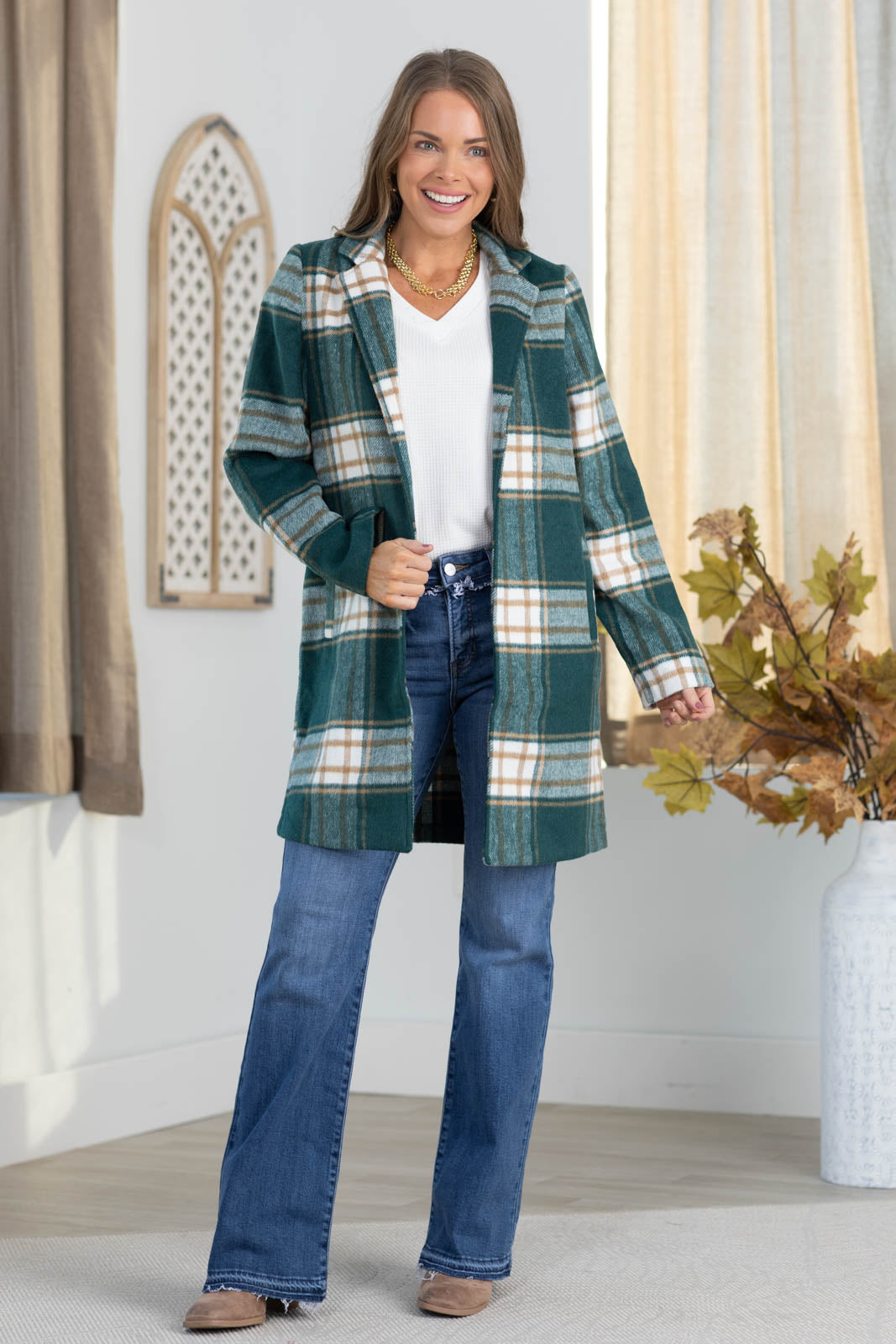 Plaid Coat With Pockets