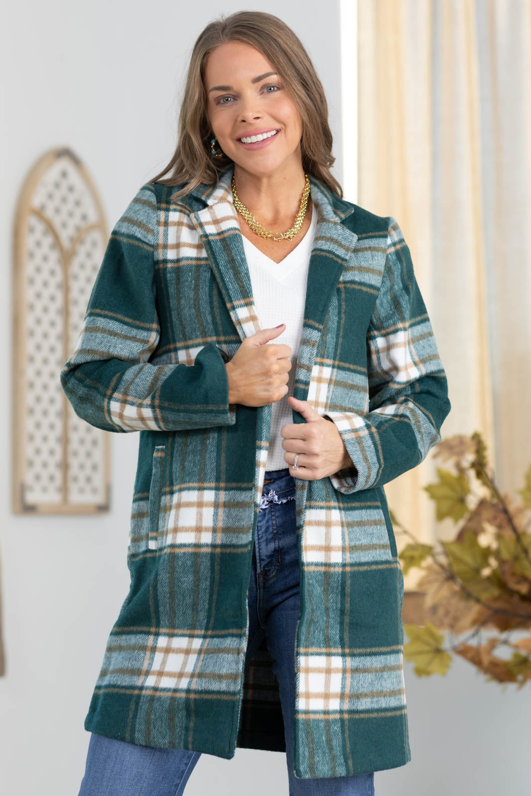 Plaid Coat With Pockets