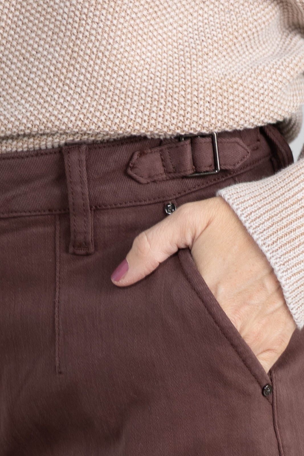 Risen Brown Adjustable Waist Wide Leg Jeans