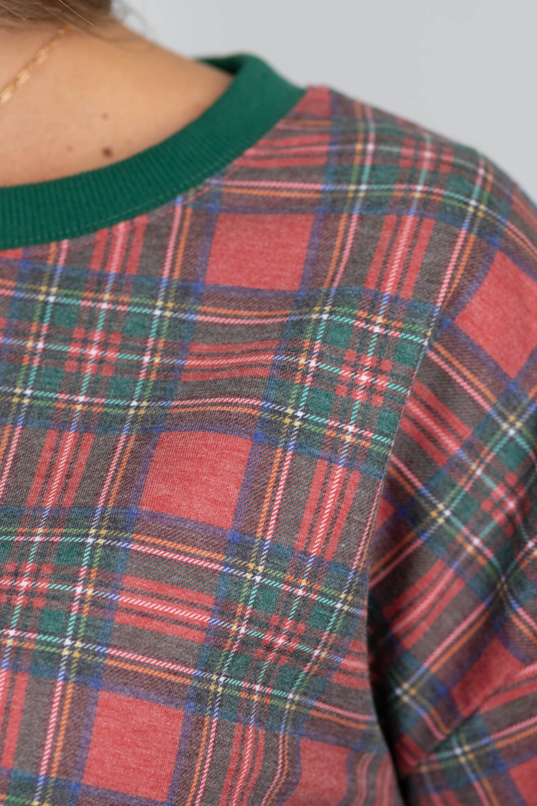 Christmas Plaid Printed French Terry Sweatshirt