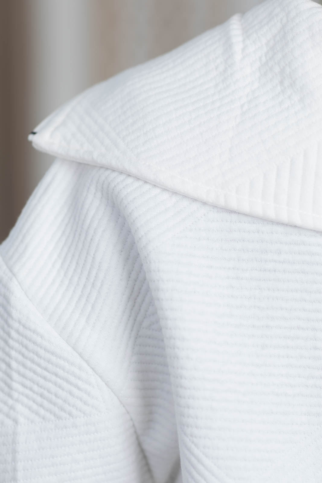 Quilted Quarter Zip Sweatshirt With Oversized Collar