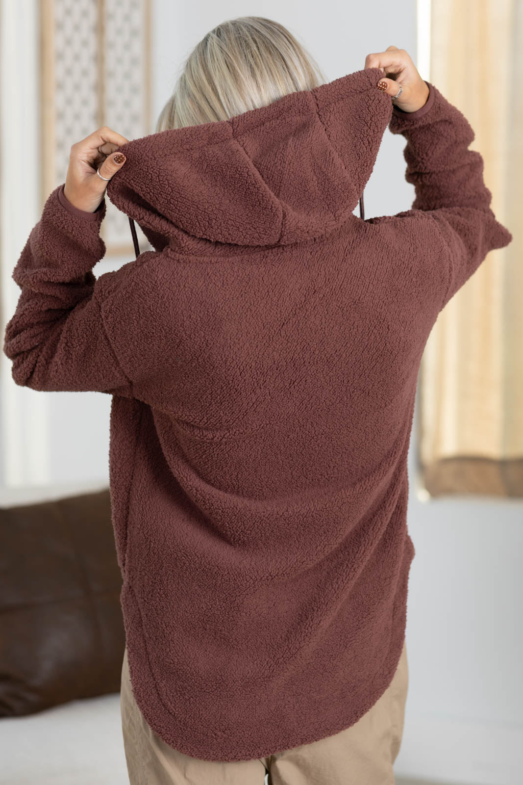 Plush Sherpa Full Zip Jacket With Hoodie