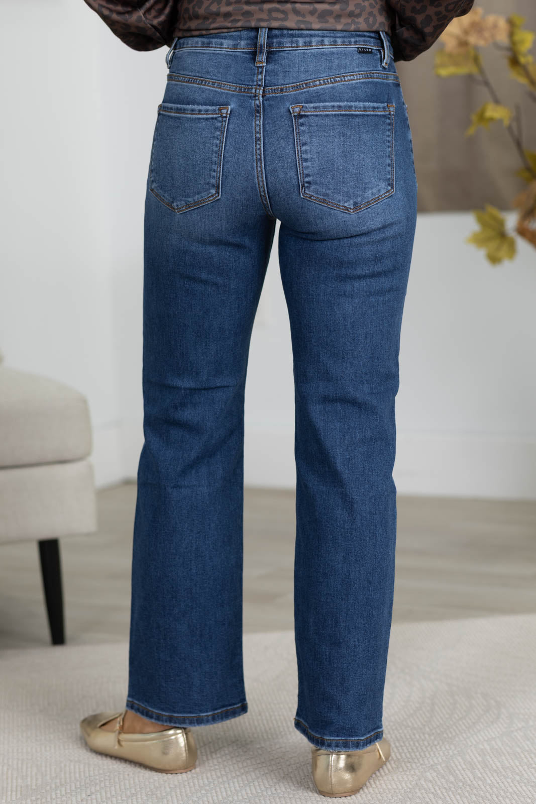 Risen Dark Wash High Rise Ankle Straight Jeans