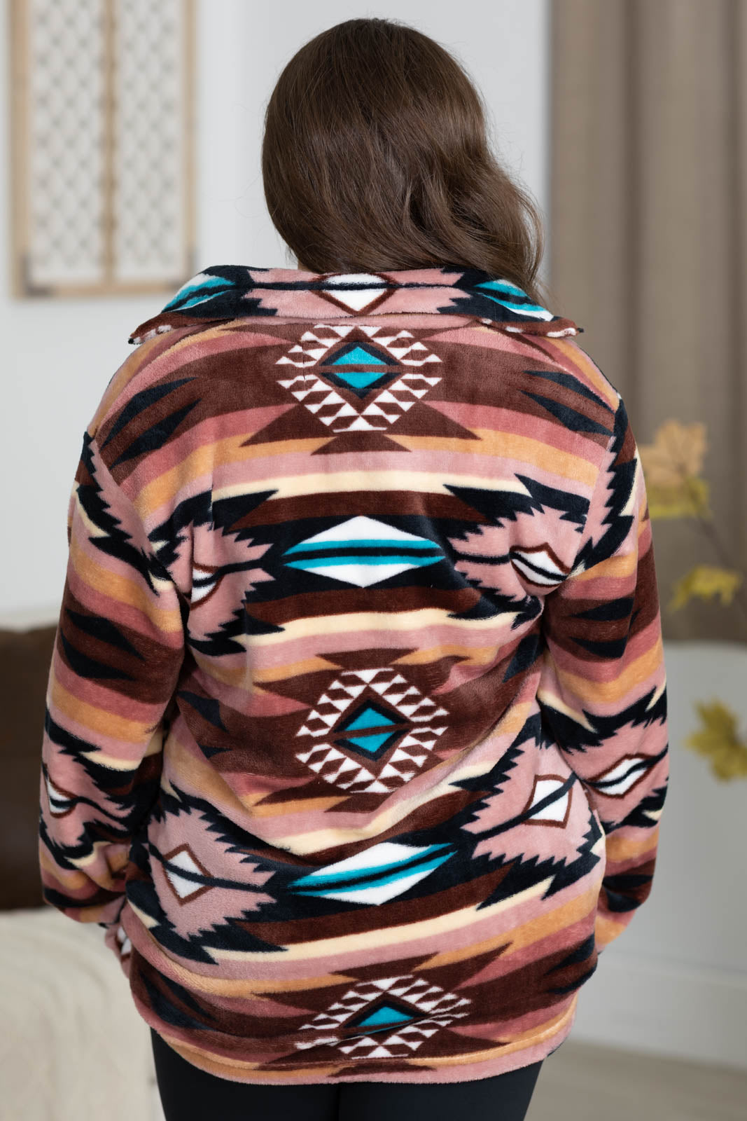 Aztec Print Fleece Quarter Zip Jacket