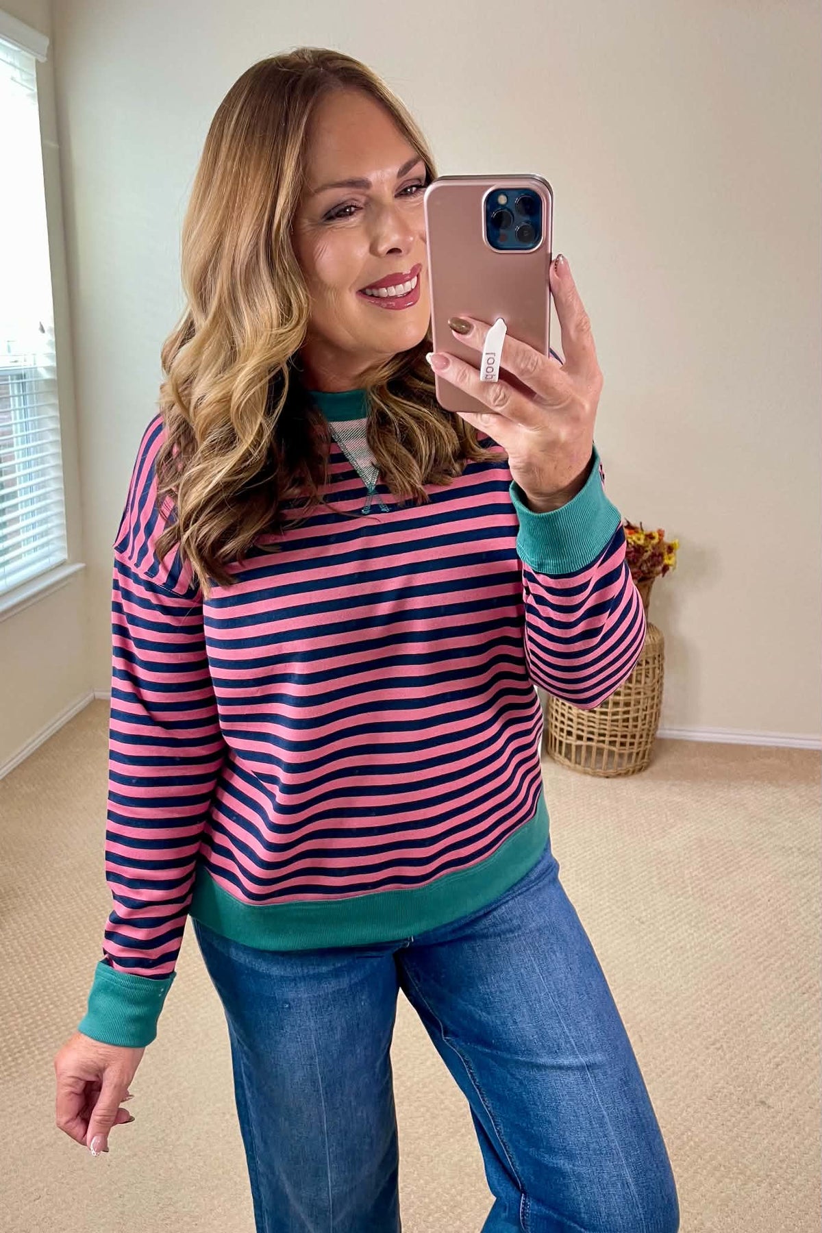 Staccato French Terry Pinstriped Sweatshirt