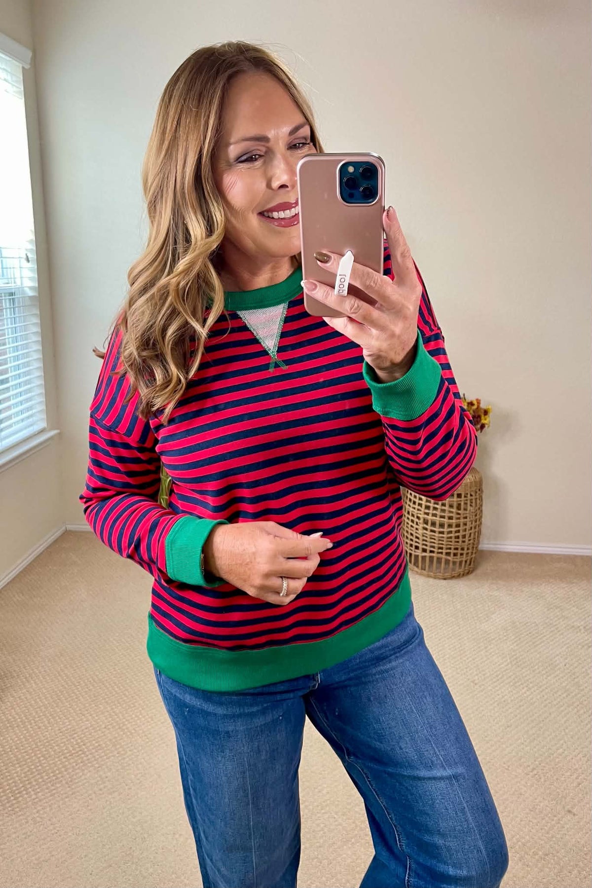 Staccato French Terry Pinstriped Sweatshirt