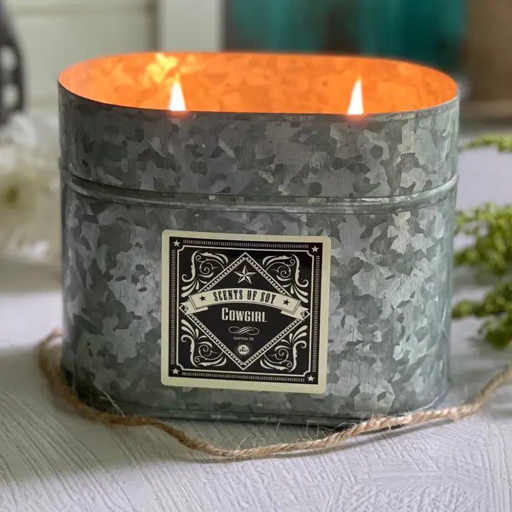 Galvanized Oval Tin Soy Candles