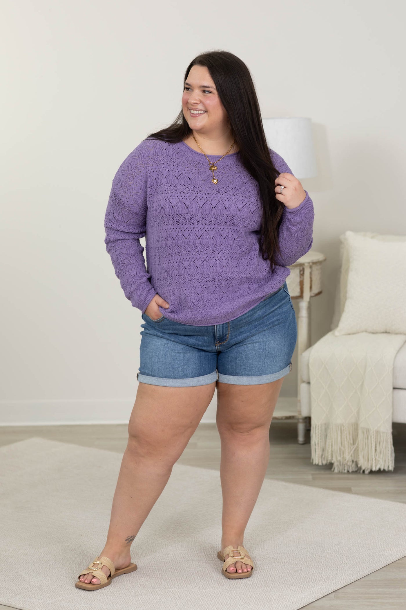 Staccato Crochet Pointelle Sweater