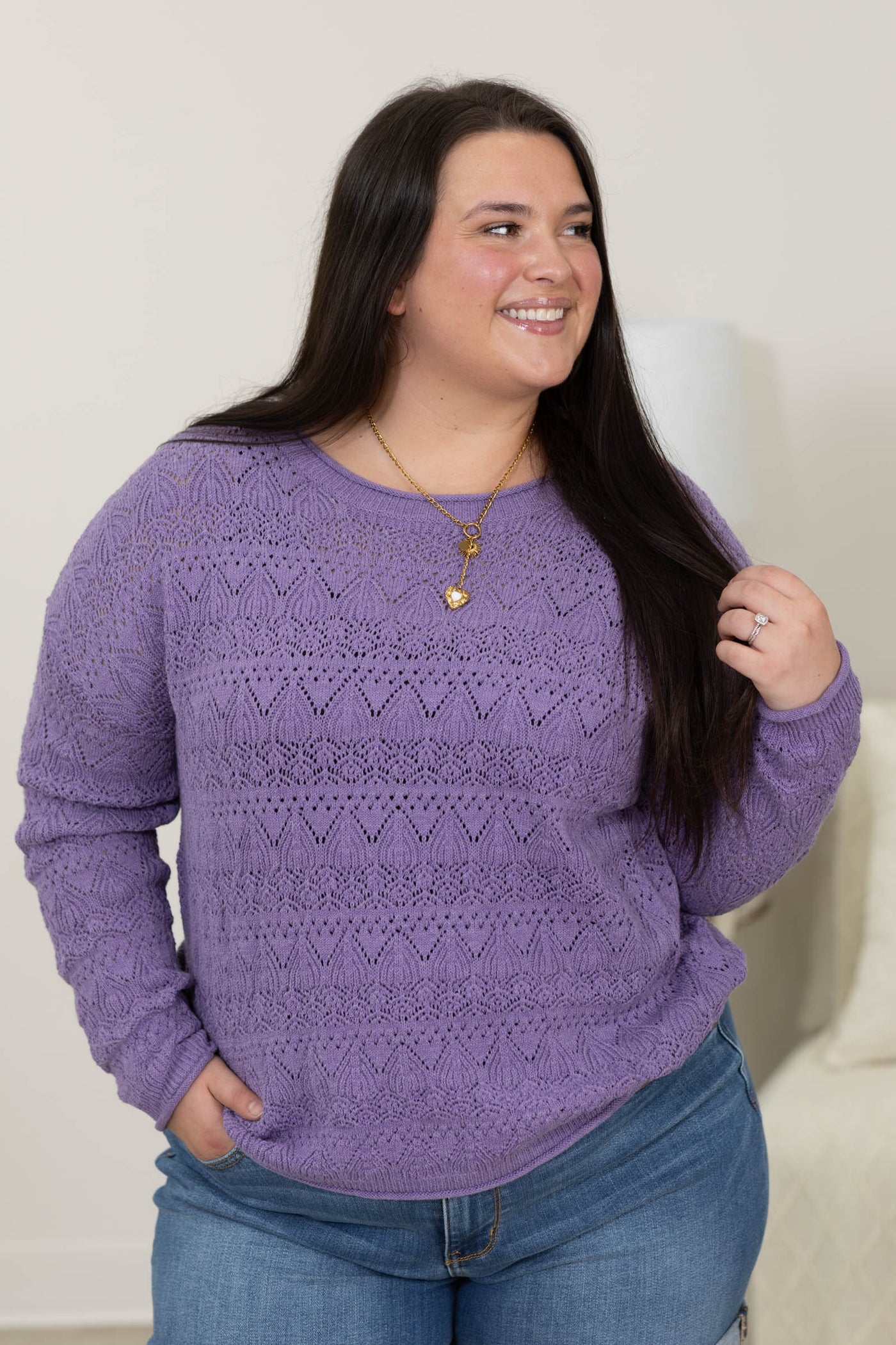 Staccato Crochet Pointelle Sweater