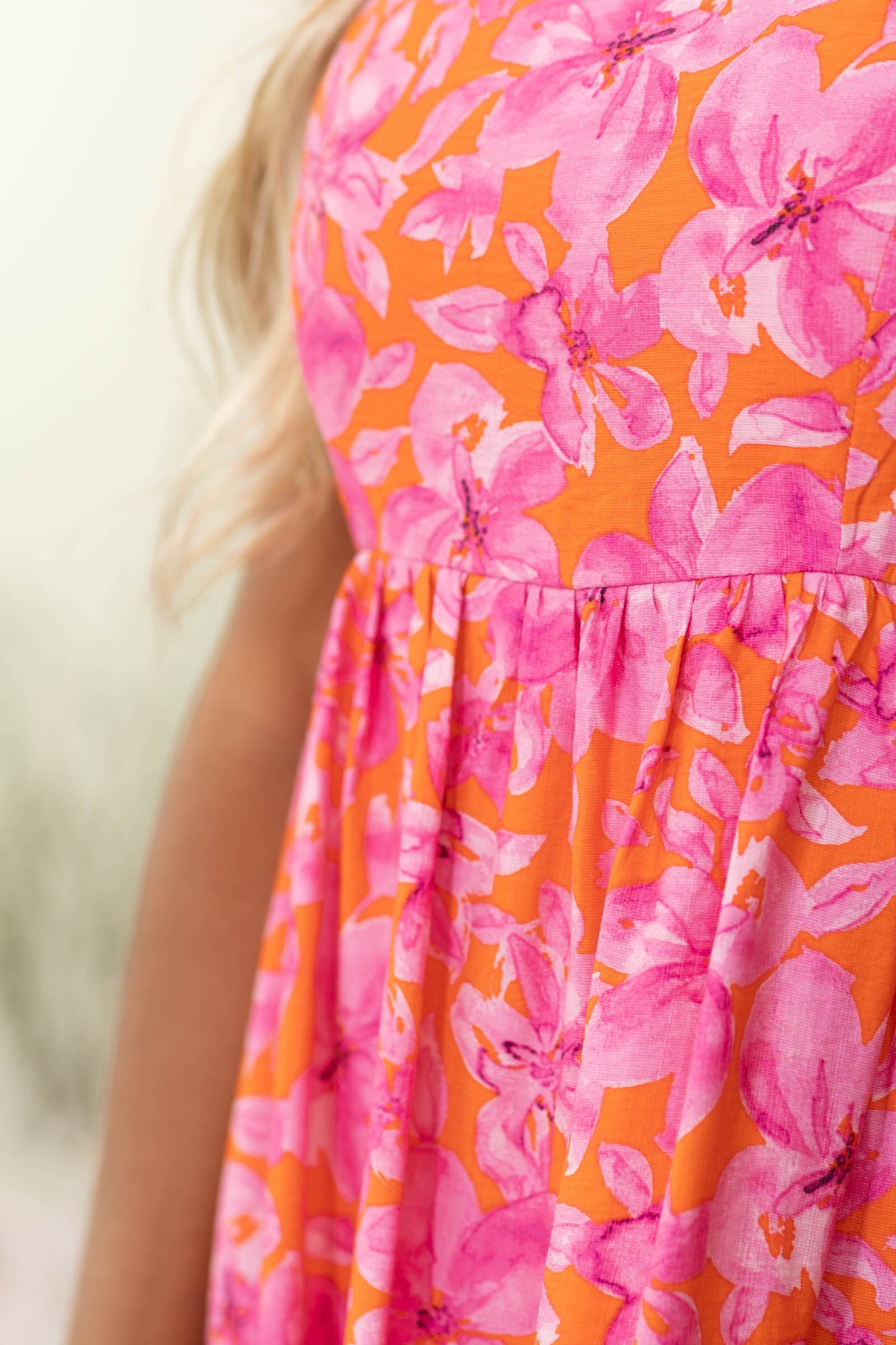 Pink And Orange Floral Back Smocking Midi Dress Filly Flair Pink And Orange Floral Back Smocking Midi Dress Filly Flair