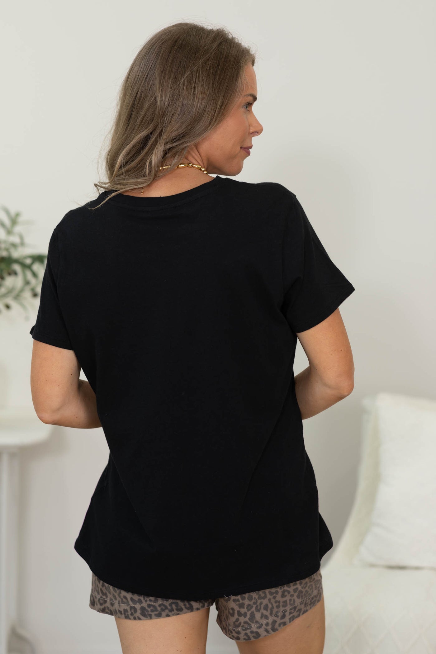 Cotton Short Sleeve Boyfriend Round Neck Tee