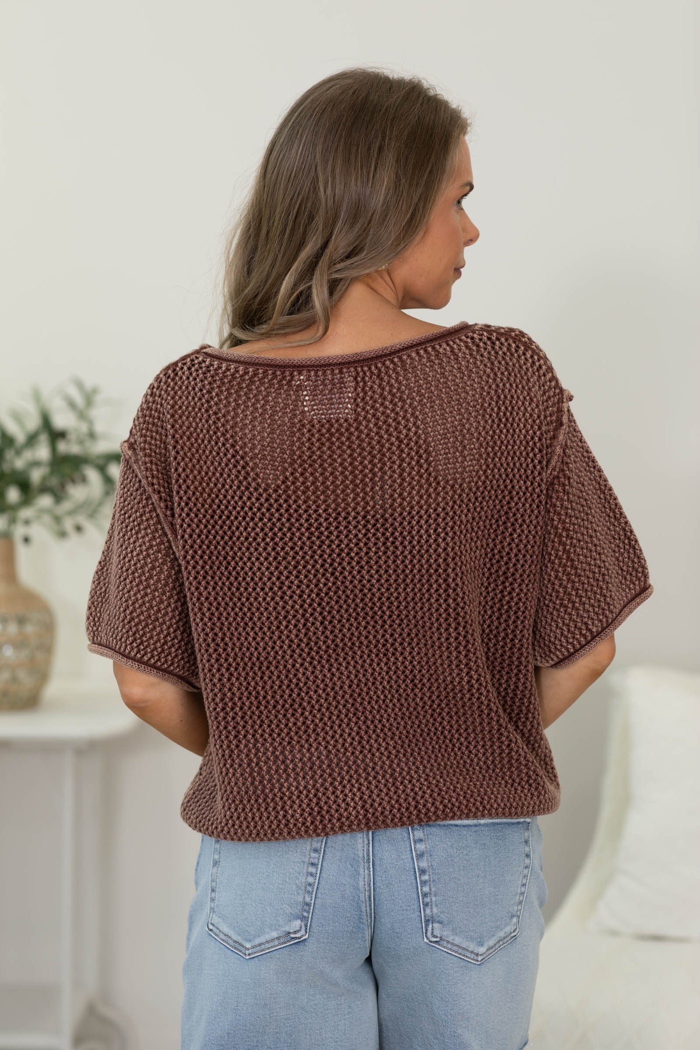 Washed Vintage Soft Boatneck Knit Top