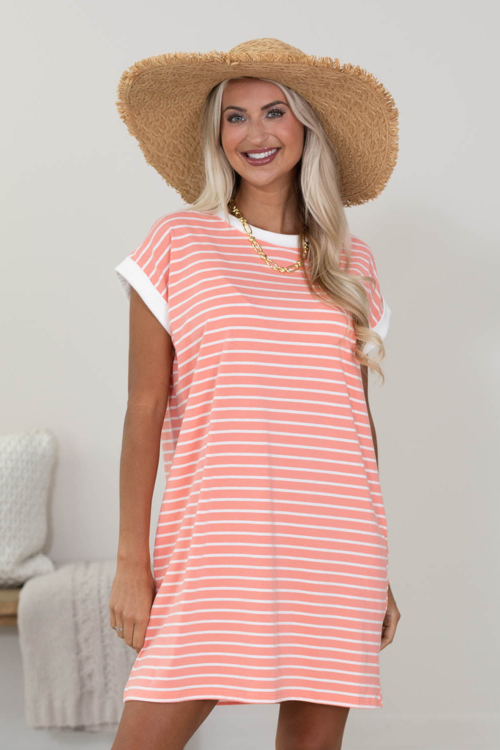 Striped Contrast T-Shirt Dress