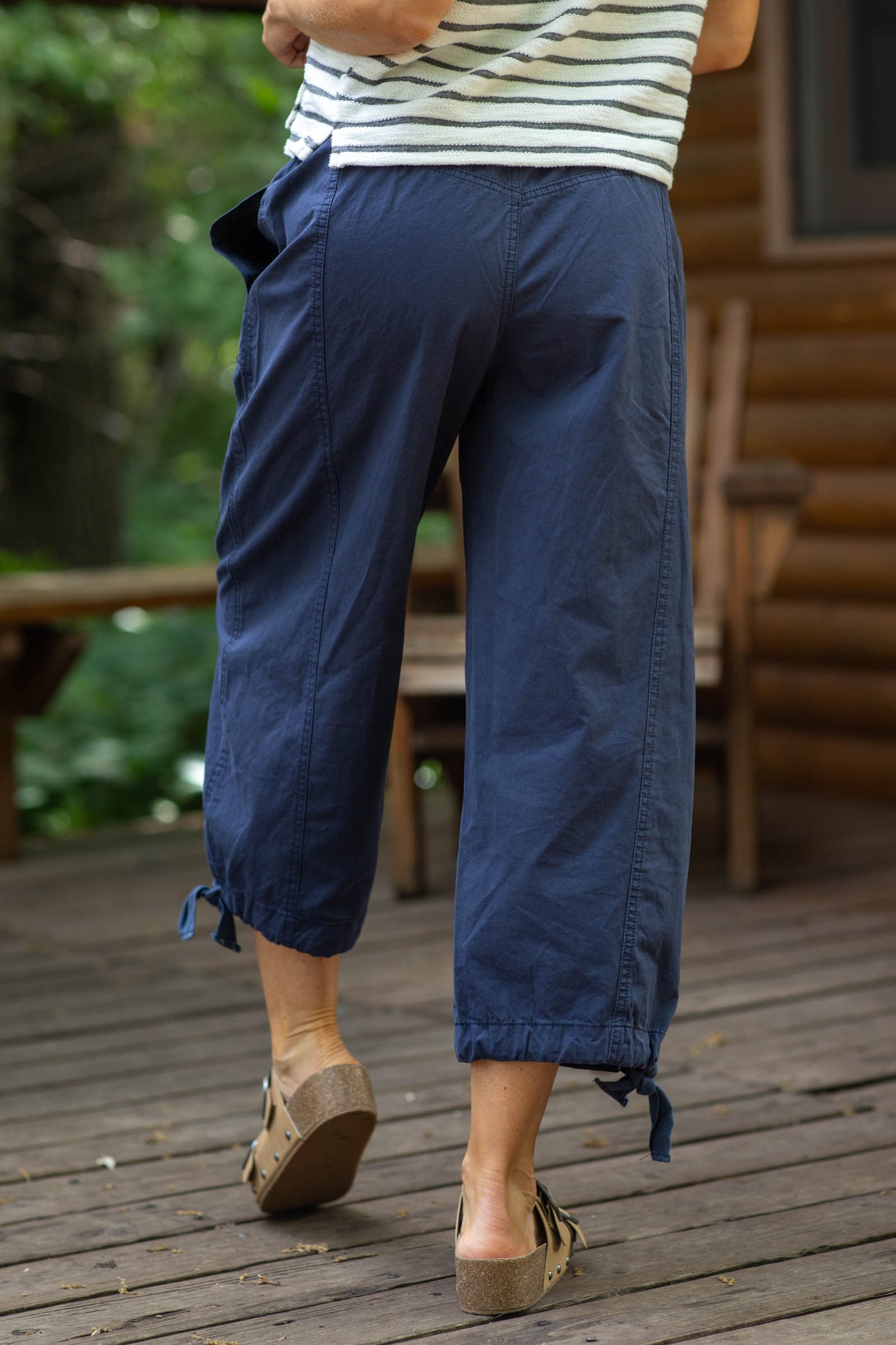 Pull On Pants With Ankle Tie Detail- 100% Cotton