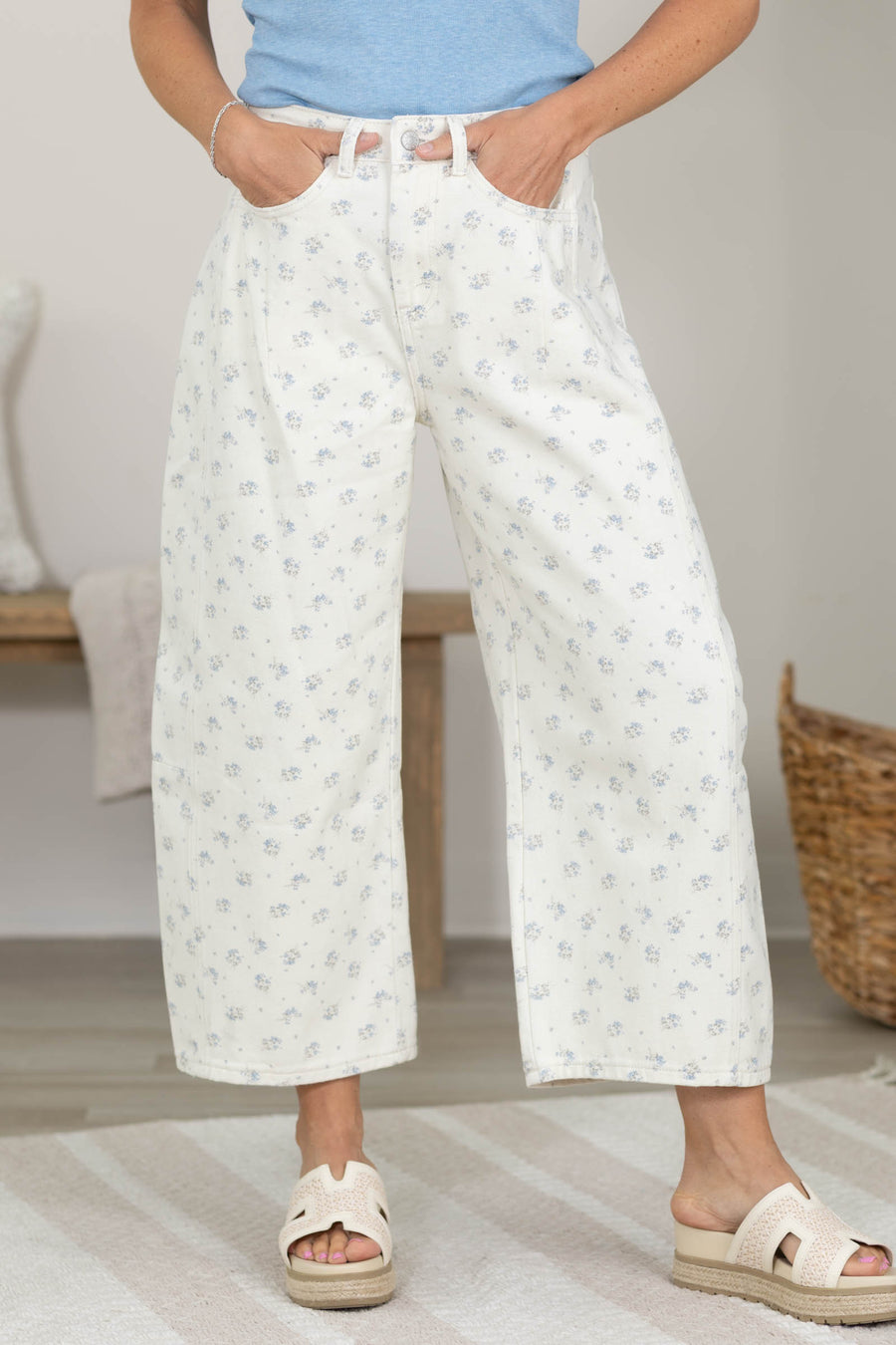 Cotierra Floral Print Barrel Pants