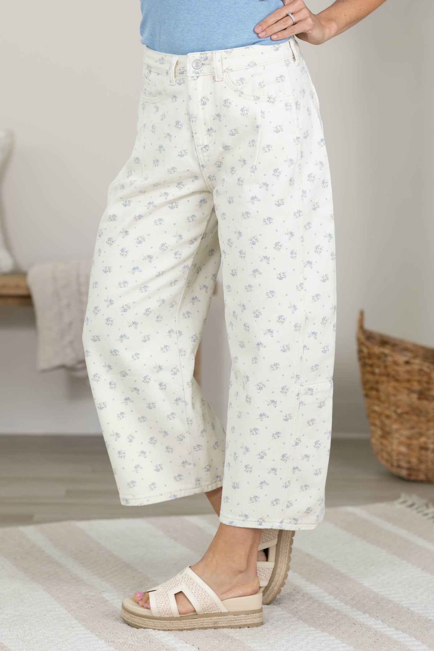 Cotierra Floral Print Barrel Pants
