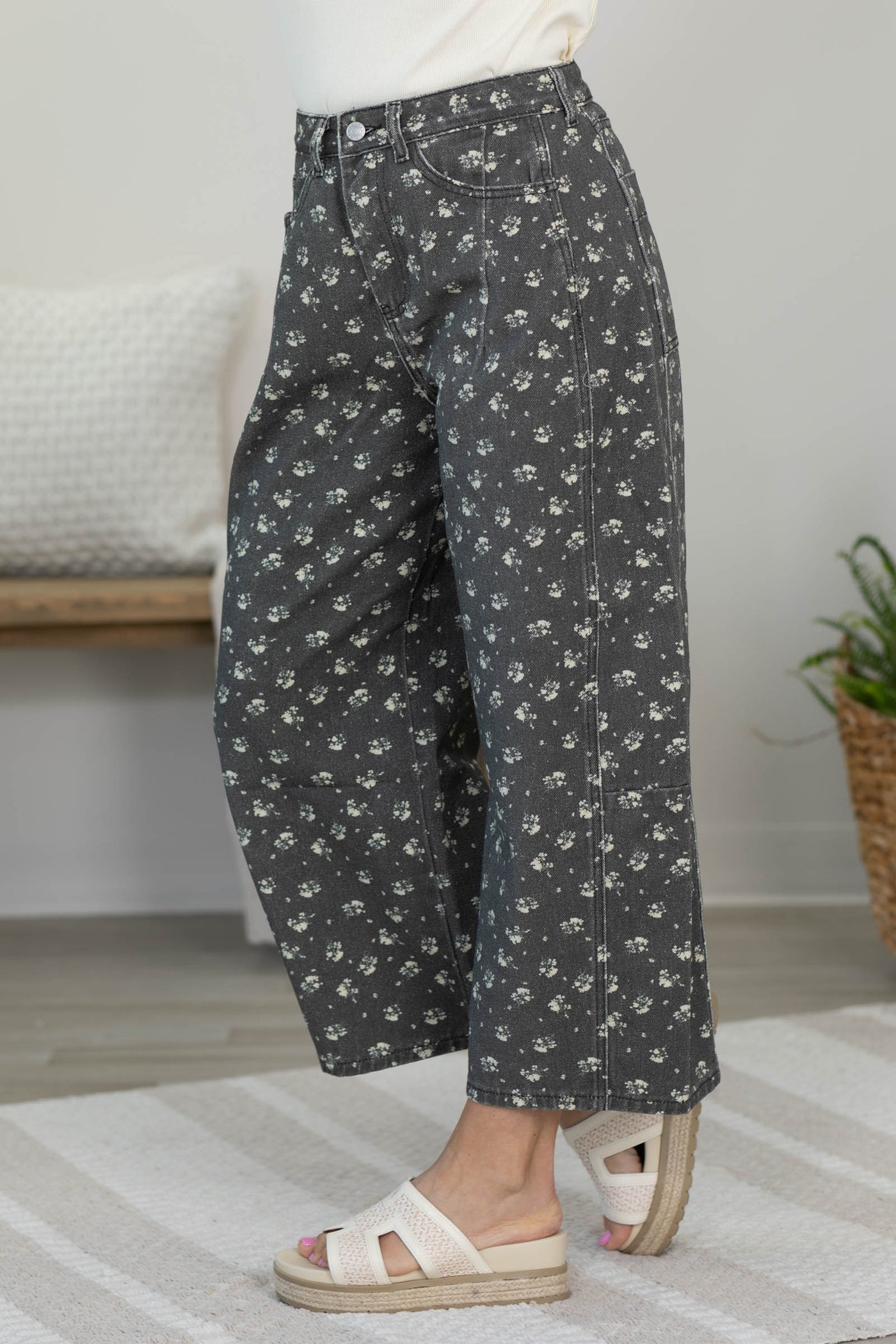 Cotierra Floral Print Barrel Pants