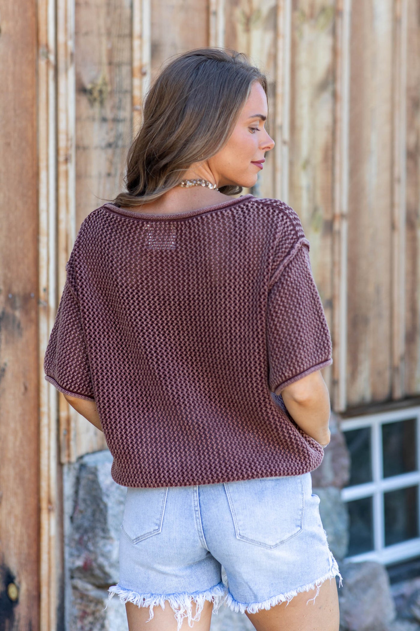 Washed Vintage Soft Boatneck Knit Top