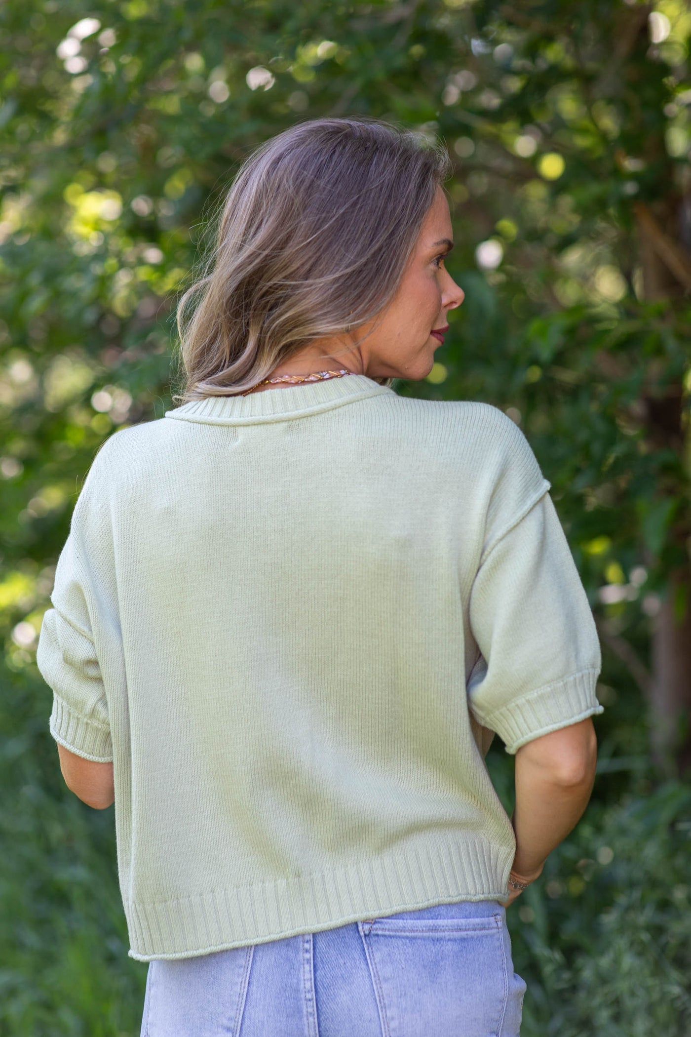 Raw Edge Detail Short Sleeve Knit Button Cardigan