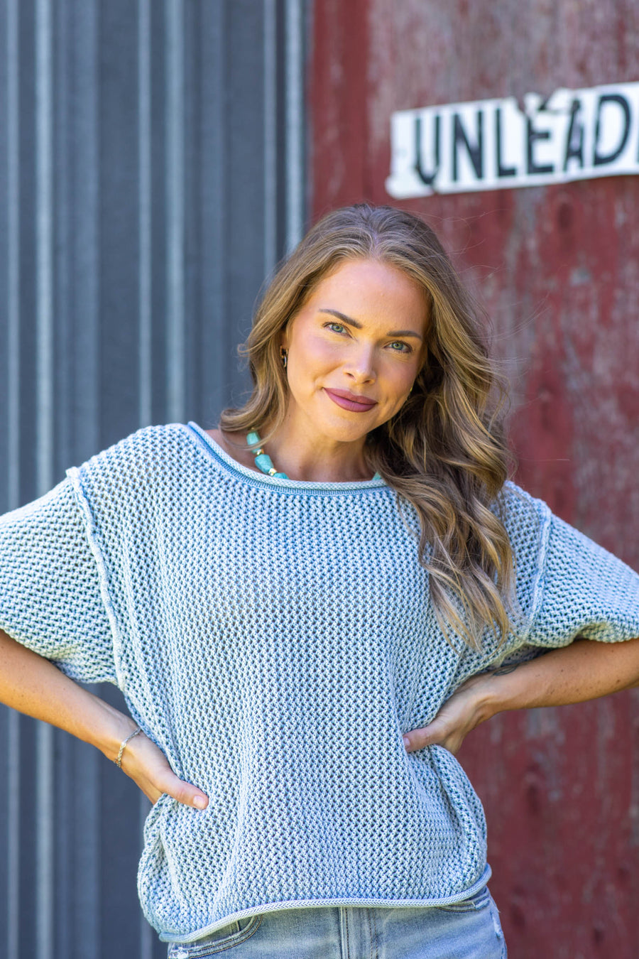 Washed Vintage Soft Boatneck Knit Top