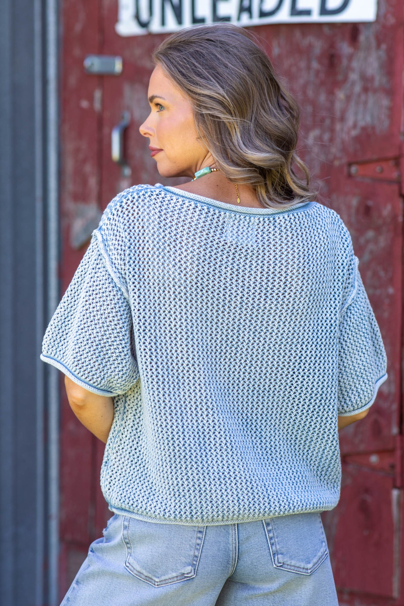 Washed Vintage Soft Boatneck Knit Top