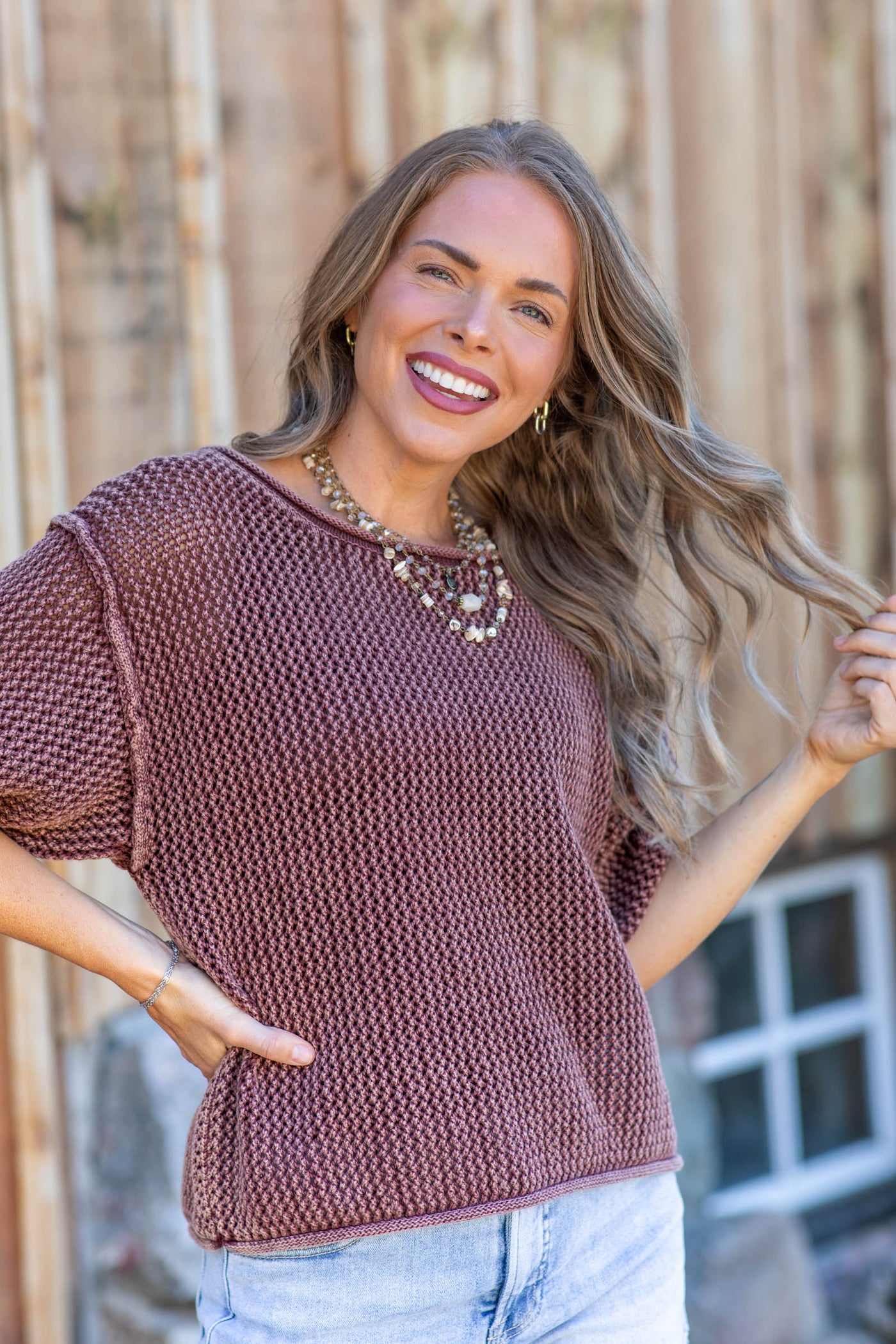 Washed Vintage Soft Boatneck Knit Top
