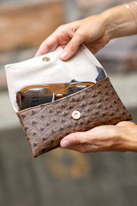 Filly Flair x Makeup Junkie Brown Ostrich Sunglass Case